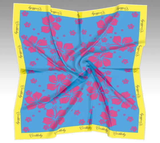 Hibiscus Print Silk Scarf Women