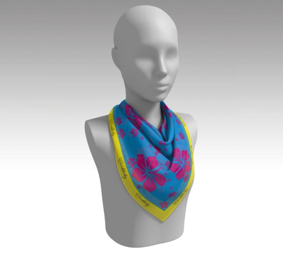 Hibiscus Print Silk Scarf Women