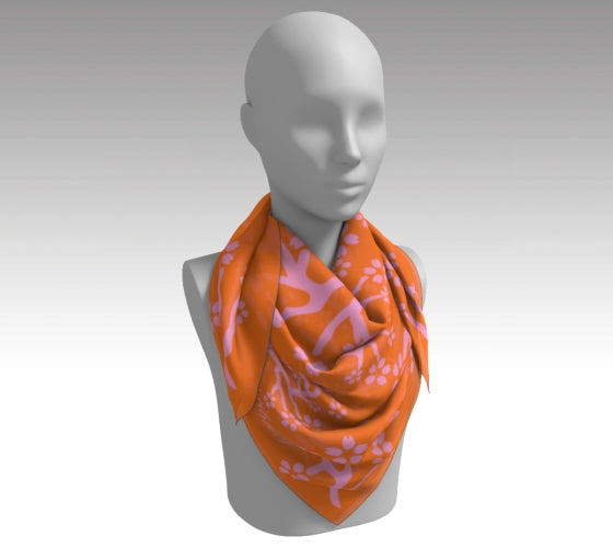 Silk Scarf Women Coral Print