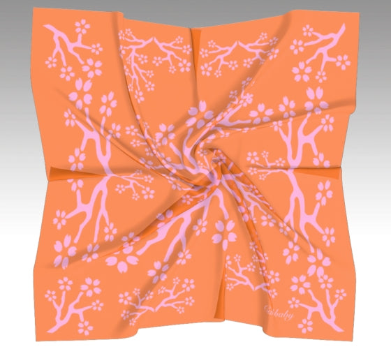 Silk Scarf Women Coral Print